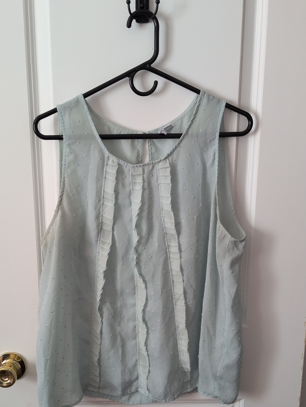 Elle Pale Green Sleeveless Ruffle Front Camisole